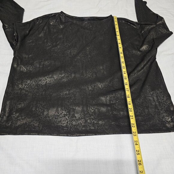 All Saints Faux Leather Oversized Short Top Blouse Shirt Women Size XS Black - Picture 6 of 12
